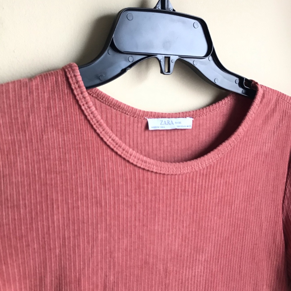 Zara Burnt Orange Ribbed Crop Top, Sz. M - Picture 2 of 3